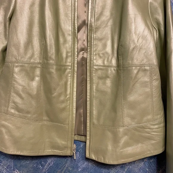 Revue Green Leather Jacket 10 - Picture 7 of 9